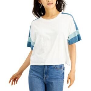 JR648 Hippie Rose Juniors' Colorblocked Burnout Football T-Shirt Size XL